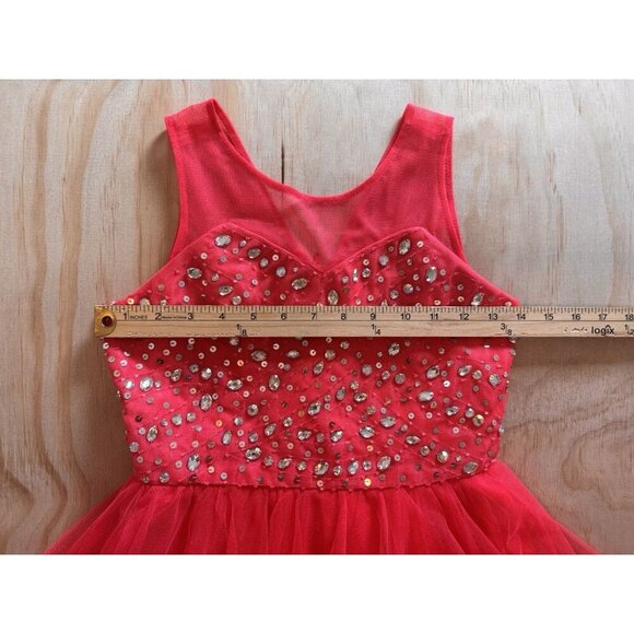 RARE EDITIONS Girls Size 10 Sequin Tulle Red Pink Tween Dance Formal Layers $84 - Picture 6 of 13